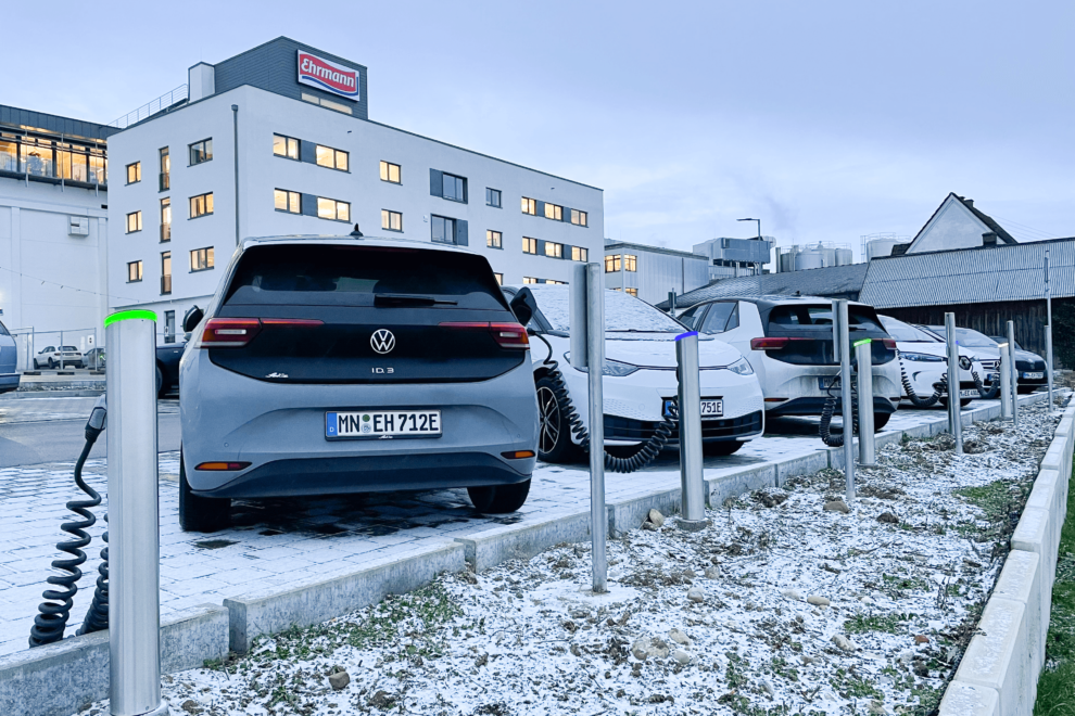 Ladestationen für Elektrofahrzeuge bei der Ehrmann GmbH Oberschönegg im Allgäu